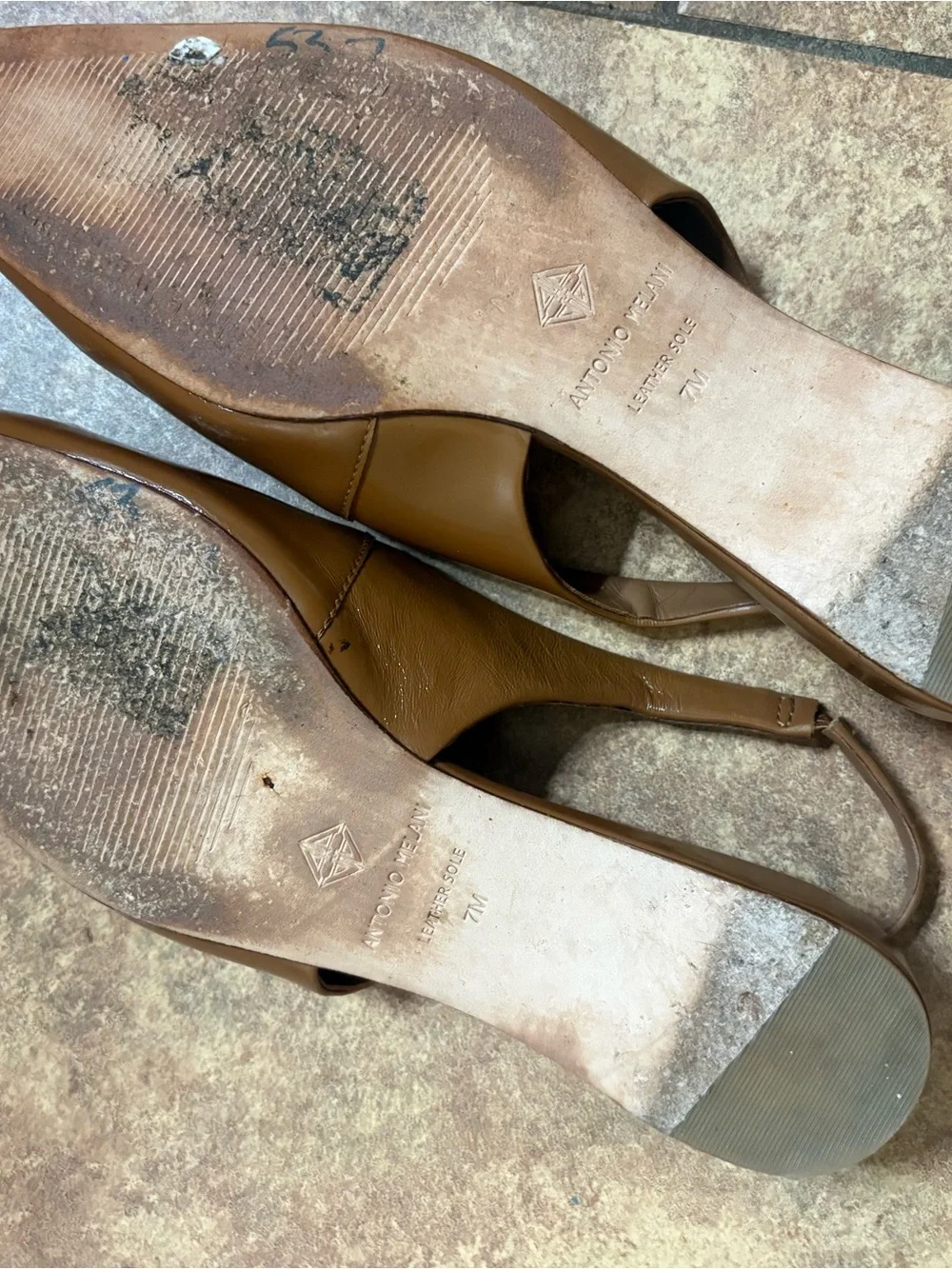 Antonio Melani Brown Leather Slingback Flats 7M